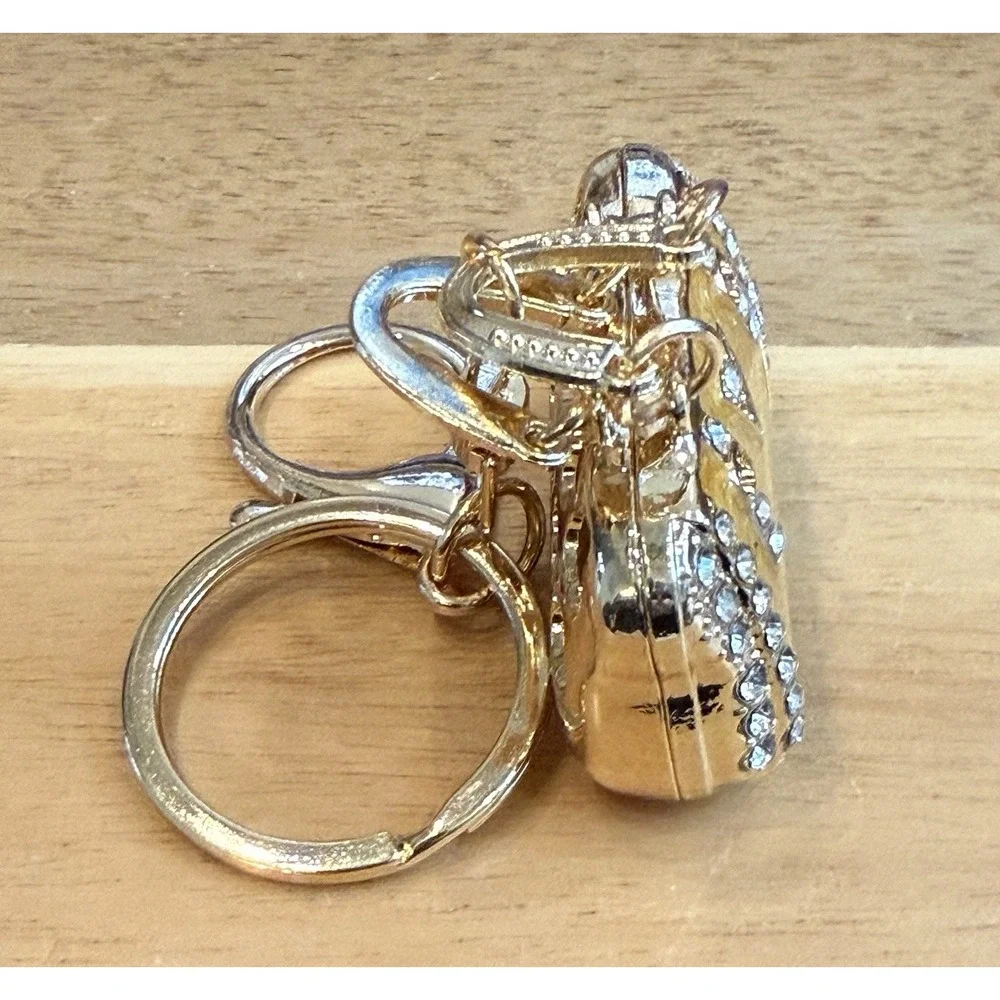 Yellow Large Gold Tone Purse-Shape Bling Key‎ Chain Fob Purse Charm NEW